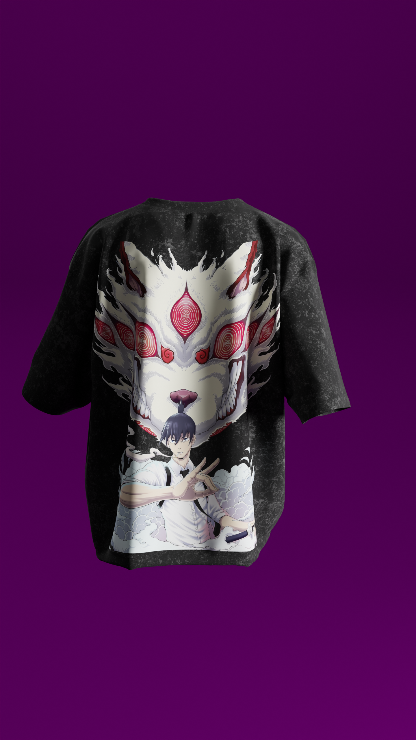 T-shirt Oversize Acid Wash Megumi Fushiguro | Gyokuken: Kon (JK0003)
