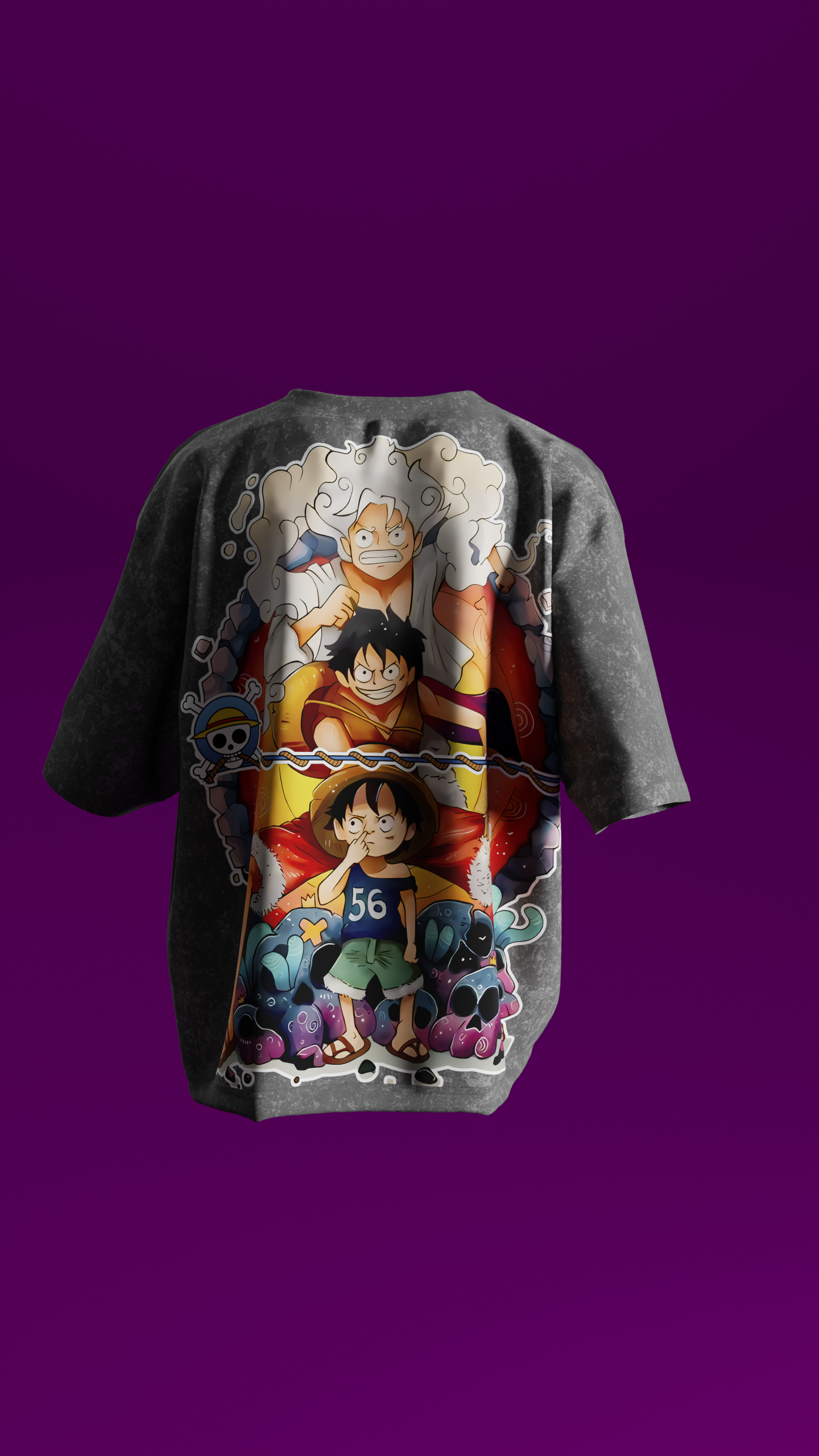 T-shirt Oversize Acide Wash Luffy | Mugiwara (OP0001)